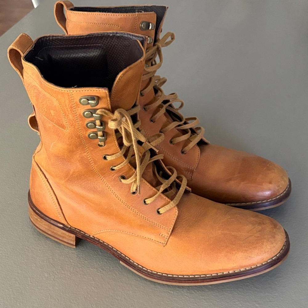 Cole Haan Men's Brown Leather Lace-Up Boots